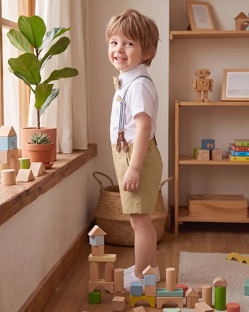 Toddler Suspender Shorts Formal Suit Set