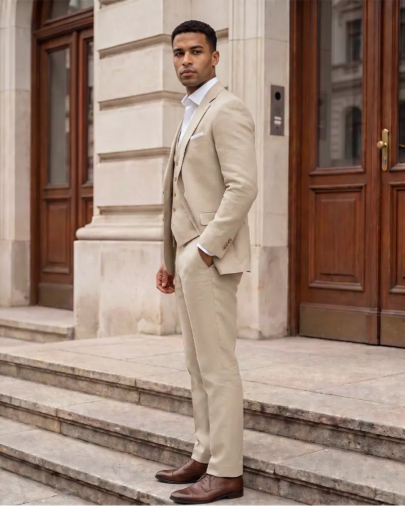 Notch Lapel 2 Button Men 3 Piece Suit