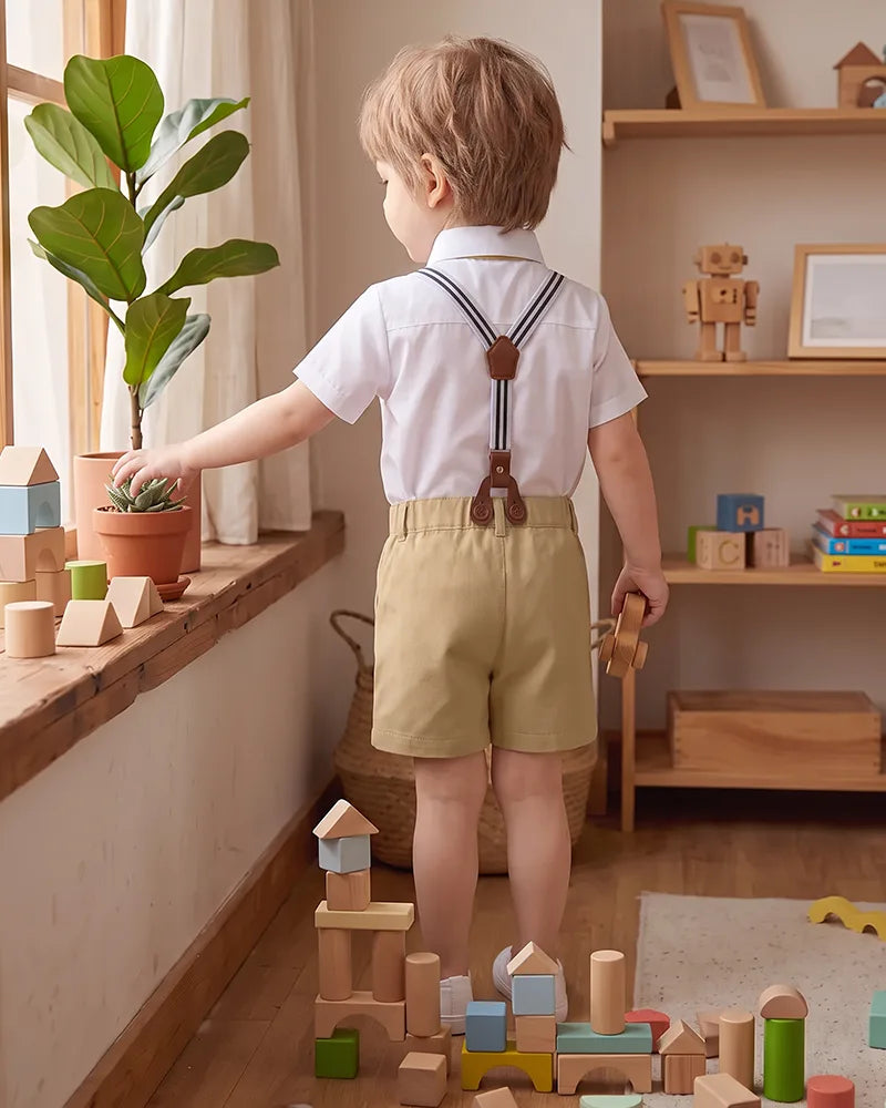 Toddler Suspender Shorts Formal Suit Set