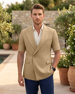 Single Button Short Sleeve Suit Jacket