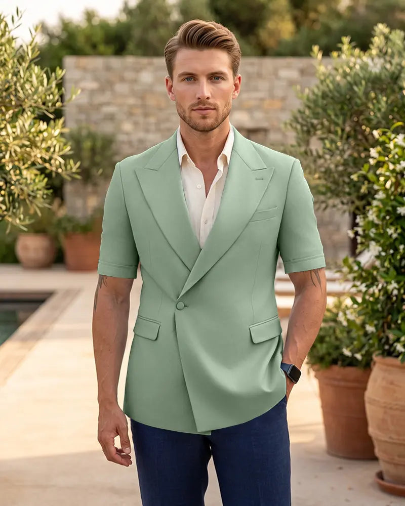 Single Button Short Sleeve Suit Jacket