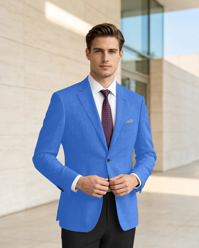 Slim Fit Notch Lapel Linen Timeless Blazer