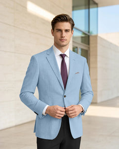 Slim Fit Notch Lapel Linen Timeless Blazer