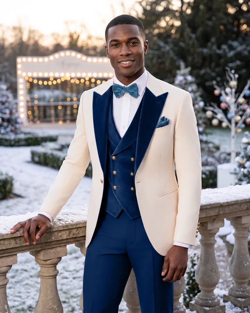 Mens Velvet 3 Piece Formal Wedding Tuxedo