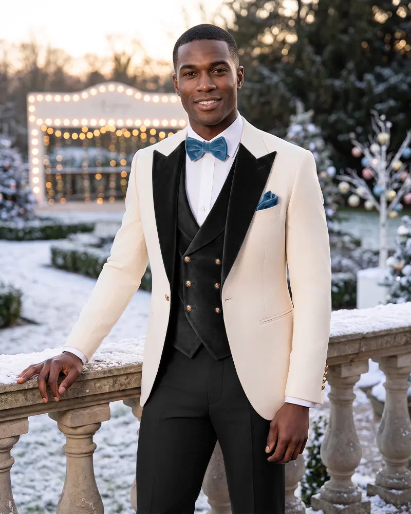 Mens Velvet 3 Piece Formal Wedding Tuxedo