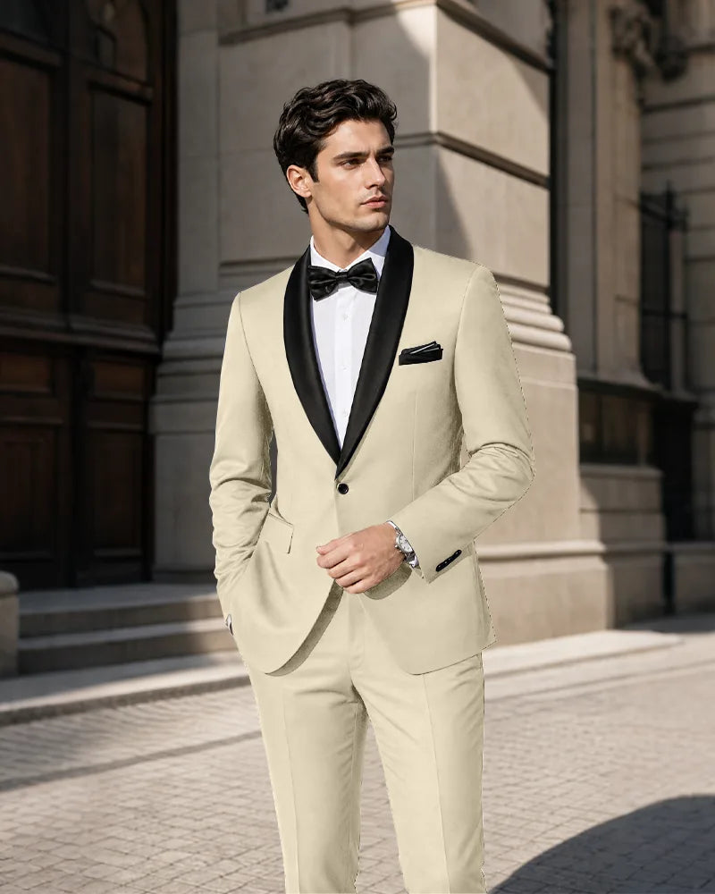 Shawl Lapel Tuxedo 2 Piece Suit