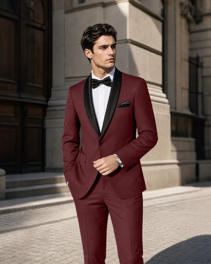 Shawl Lapel Tuxedo 2 Piece Suit