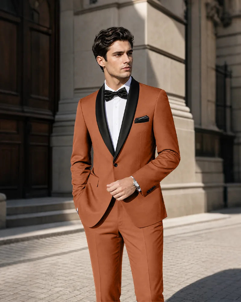 Shawl Lapel Tuxedo 2 Piece Suit
