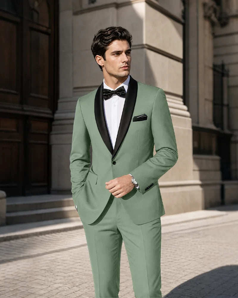 Shawl Lapel Tuxedo 2 Piece Suit
