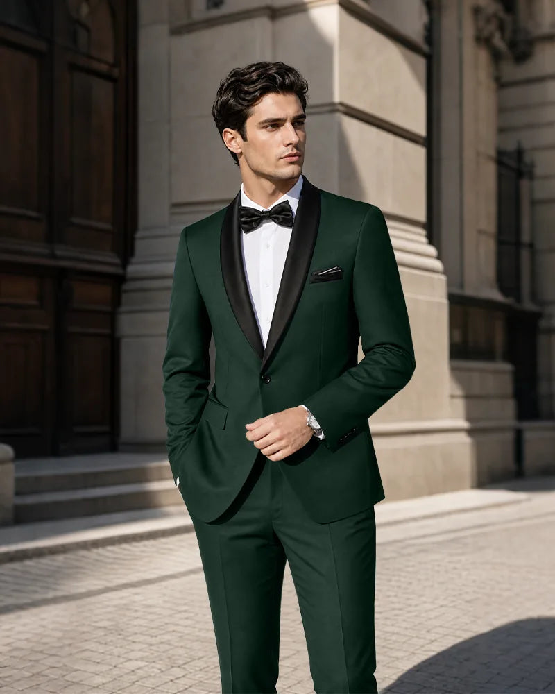 Shawl Lapel Tuxedo 2 Piece Suit