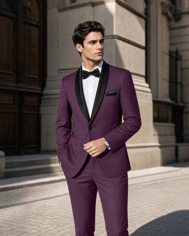 Shawl Lapel Tuxedo 2 Piece Suit