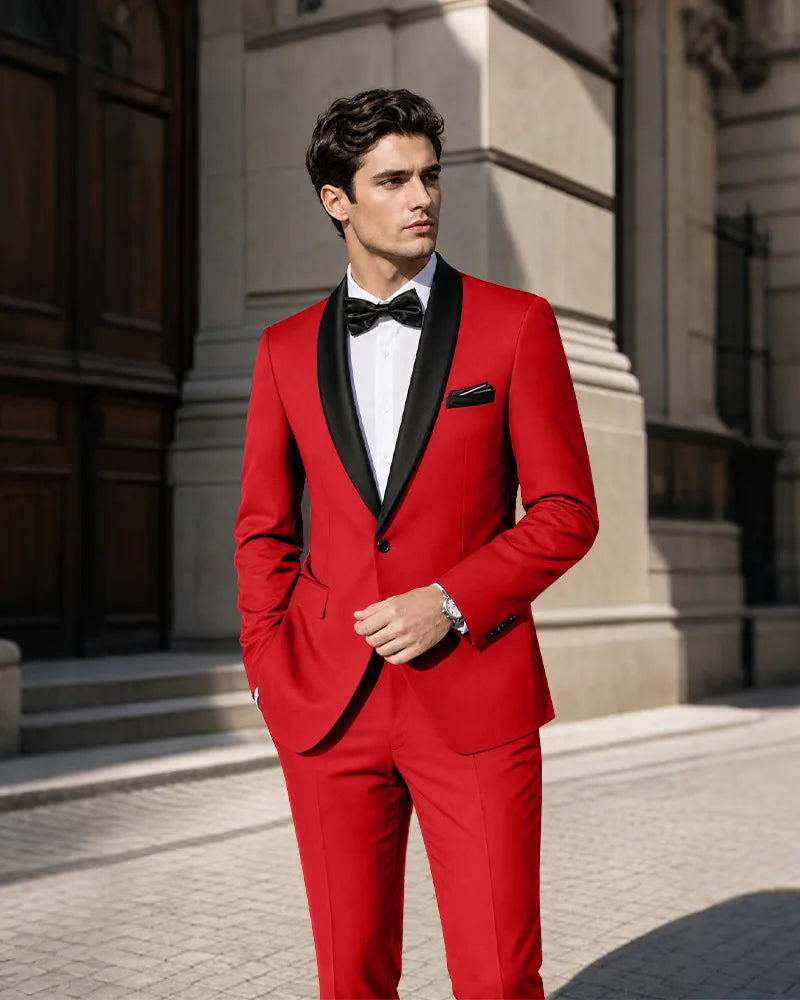 Shawl Lapel Tuxedo 2 Piece Suit