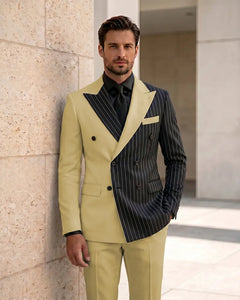 Slim Fit Contrast Double Breasted Formal 2 Piece