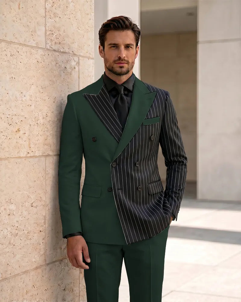 Slim Fit Contrast Double Breasted Formal 2 Piece