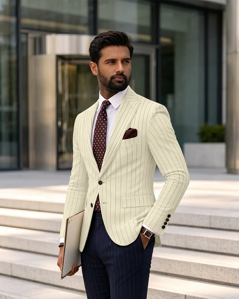 Vintage Vertical Stripe Separates Business Dlazer