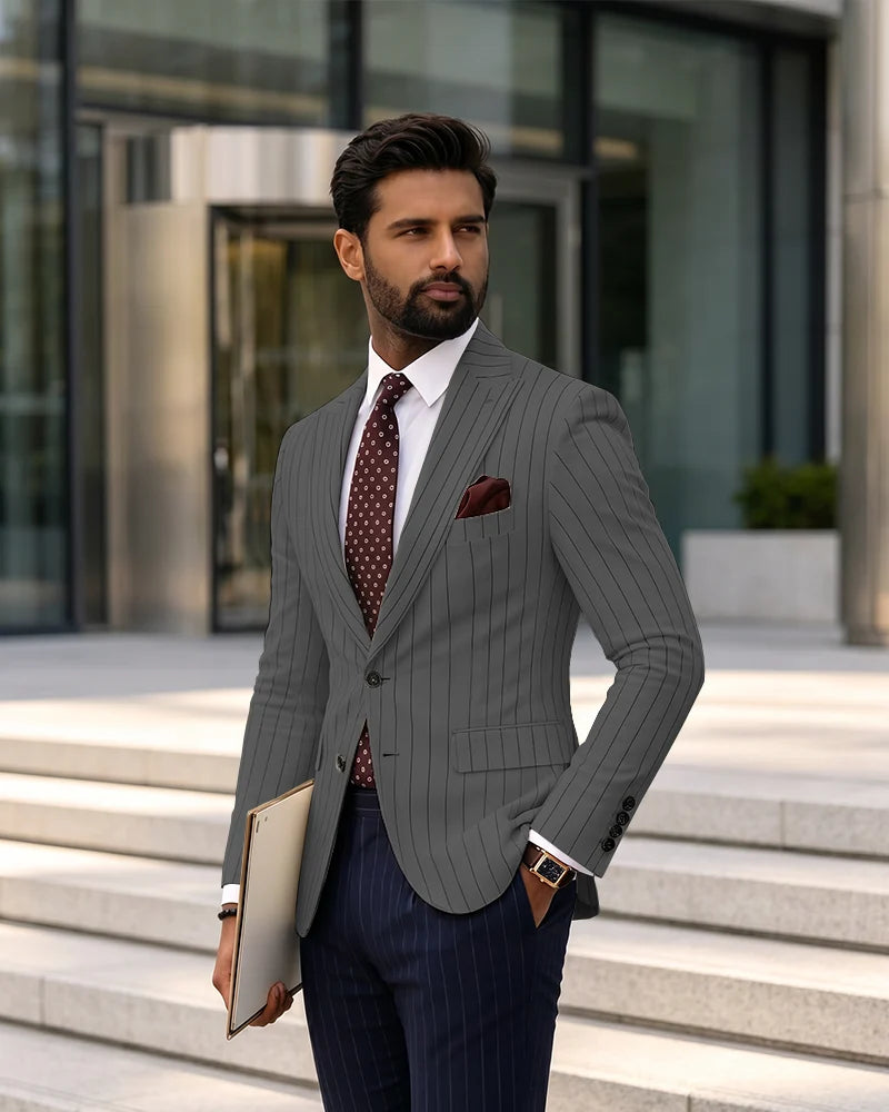 Vintage Vertical Stripe Separates Business Dlazer