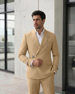 Adjustable Buckle Waist Formal 2 Piece Suit