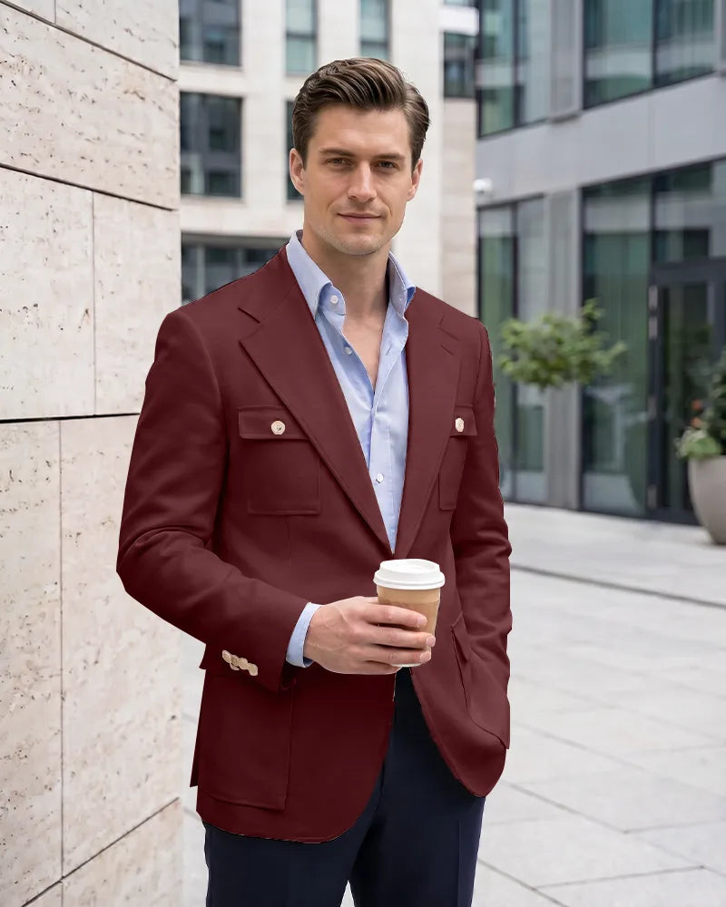 Multi Cargo Pocket Single Breasted Blazer