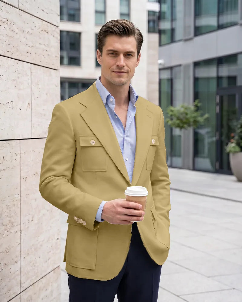 Multi Cargo Pocket Single Breasted Blazer