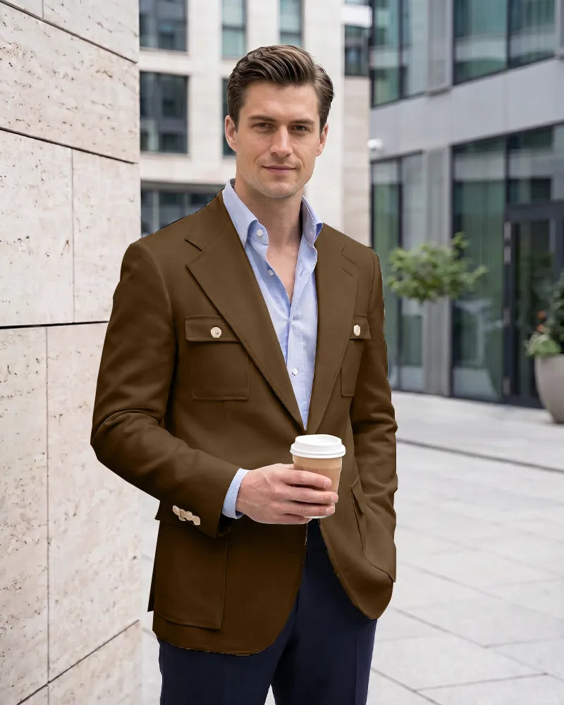 Multi Cargo Pocket Single Breasted Blazer