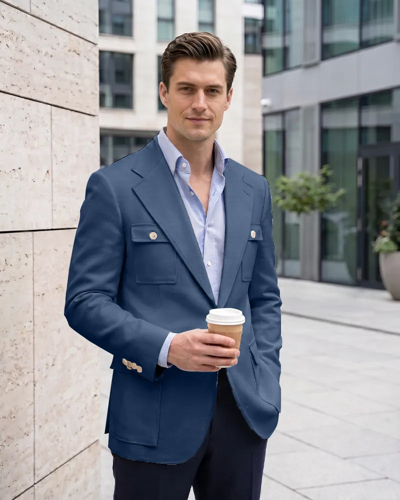Multi Cargo Pocket Single Breasted Blazer