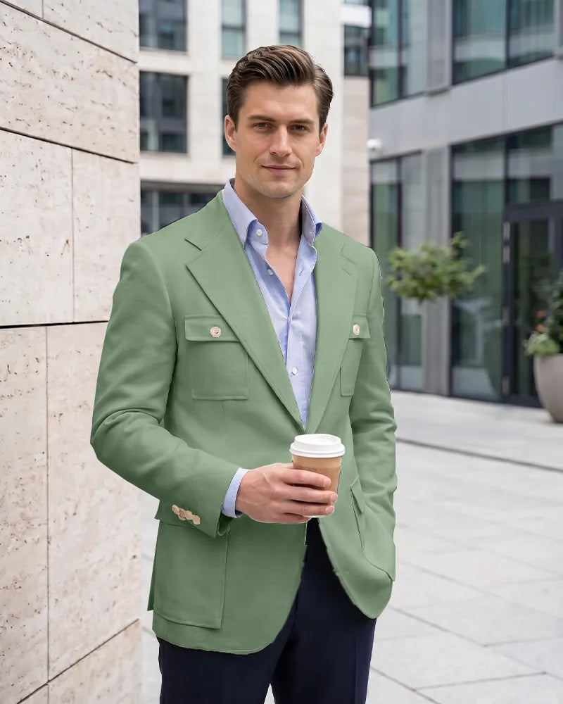 Multi Cargo Pocket Single Breasted Blazer