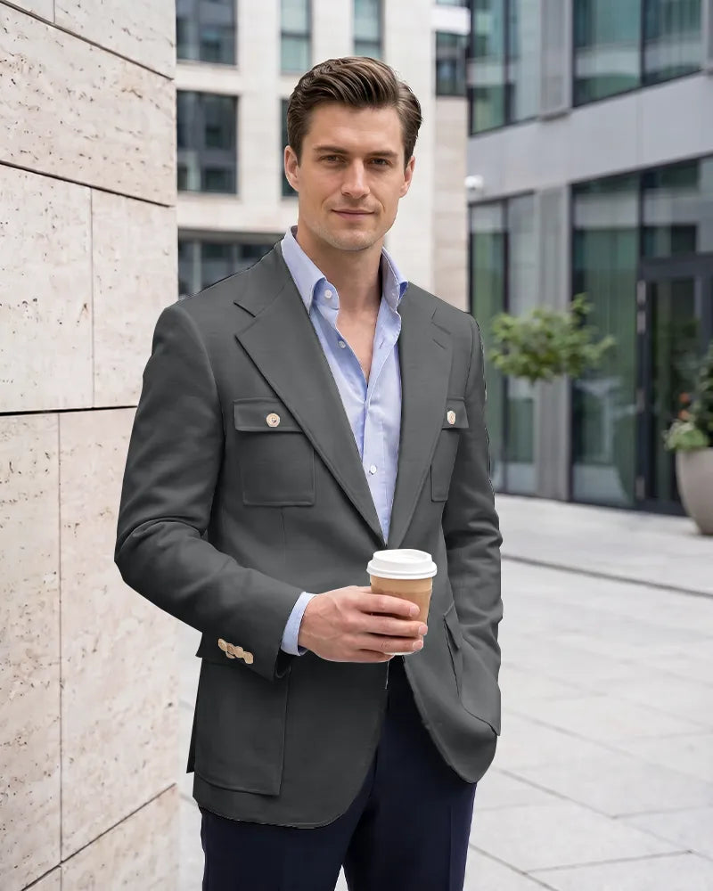 Multi Cargo Pocket Single Breasted Blazer