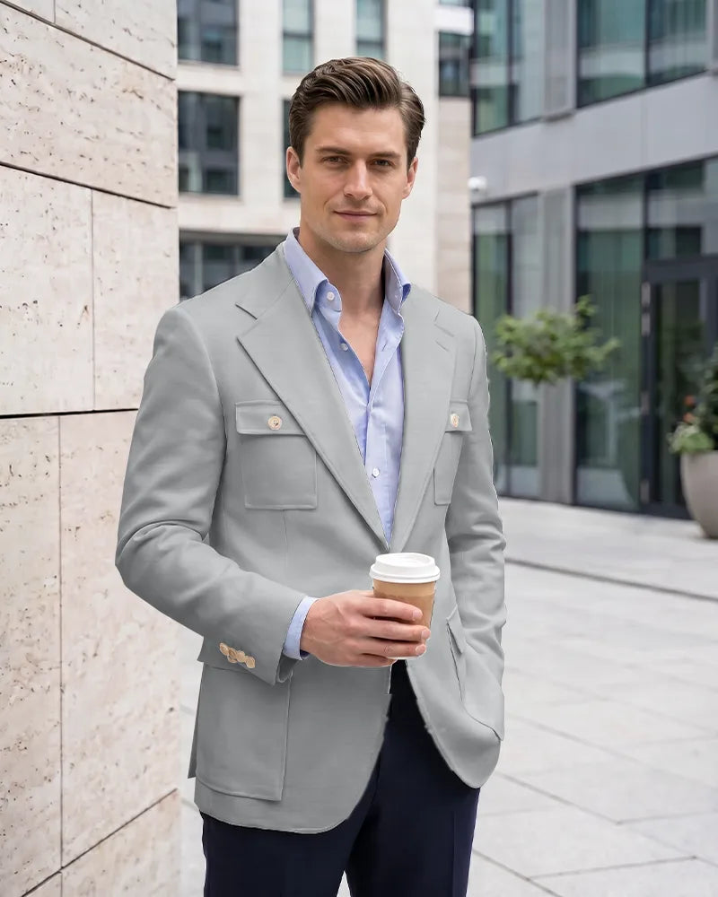 Multi Cargo Pocket Single Breasted Blazer