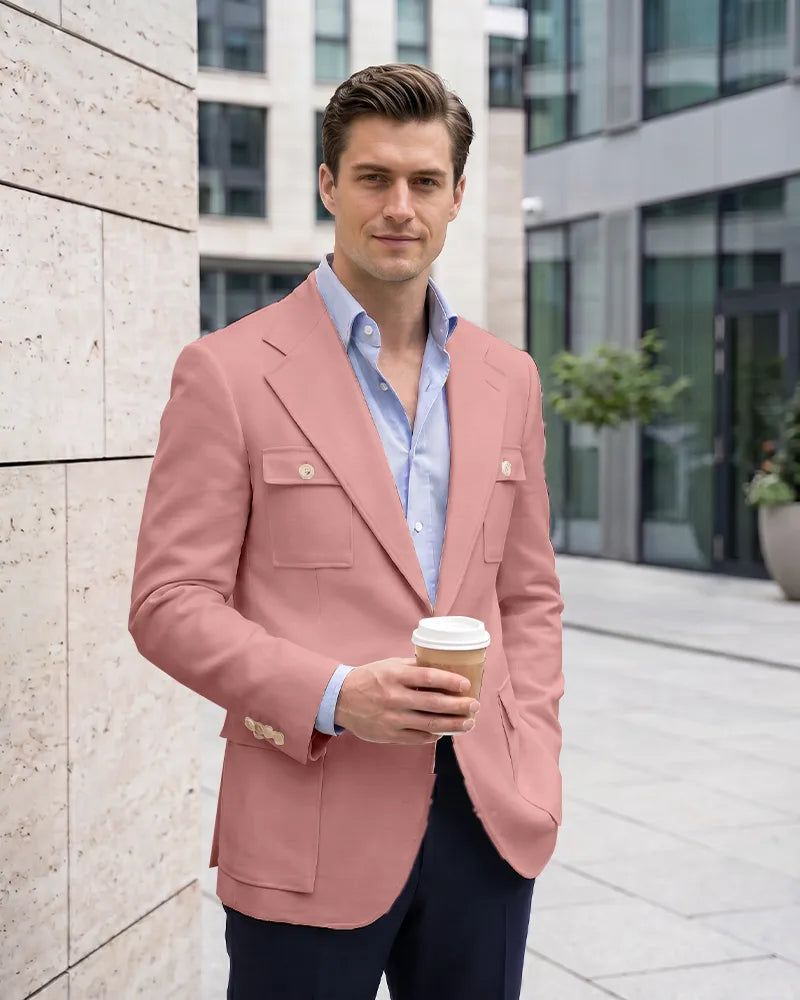Multi Cargo Pocket Single Breasted Blazer