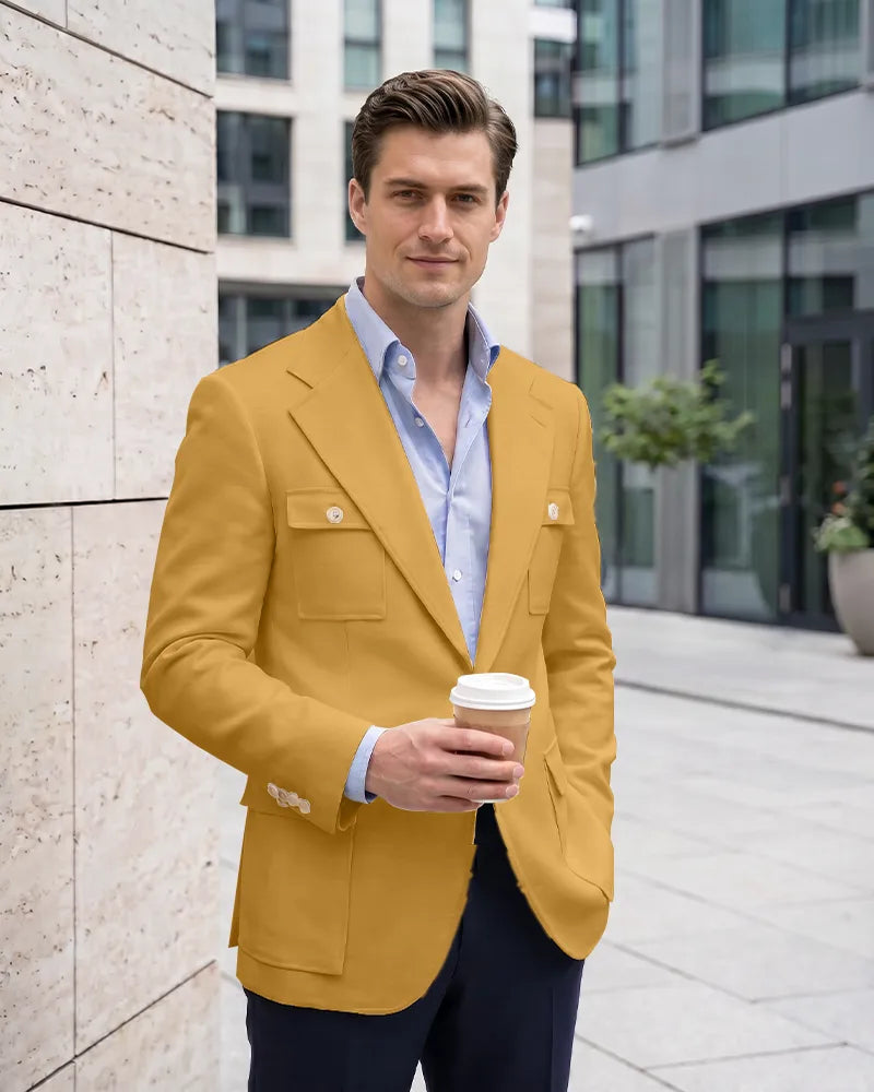 Multi Cargo Pocket Single Breasted Blazer