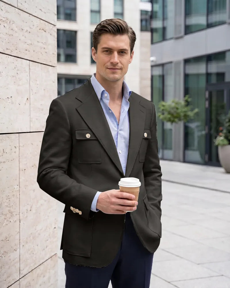 Multi Cargo Pocket Single Breasted Blazer