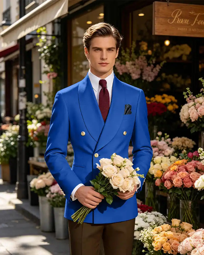 Vintage British Gentleman Tailored Occasion Blazer -Blue -1
