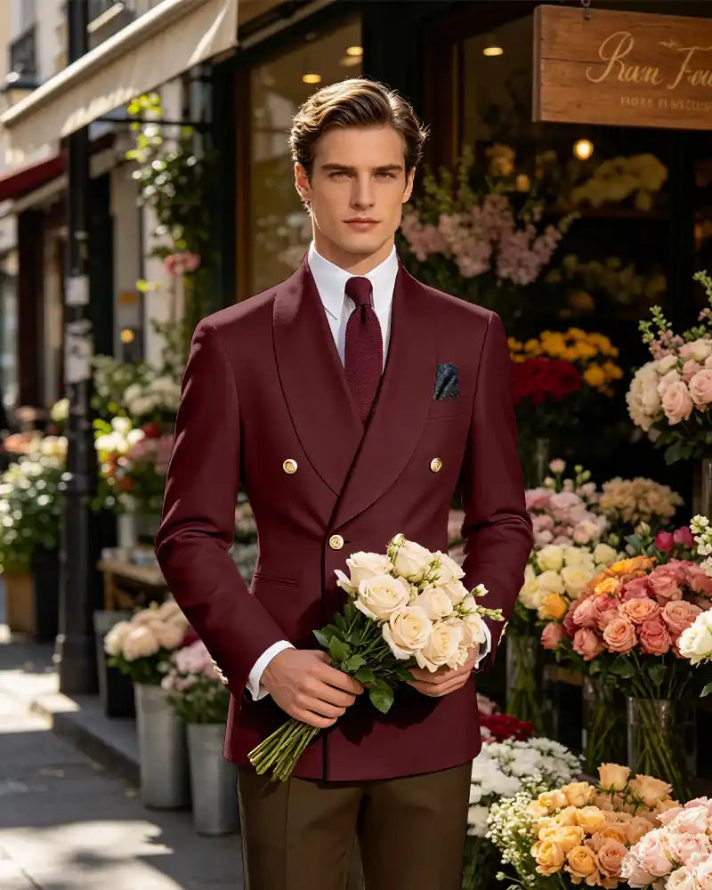 Vintage British Gentleman Tailored Occasion Blazer -Burgundy -1
