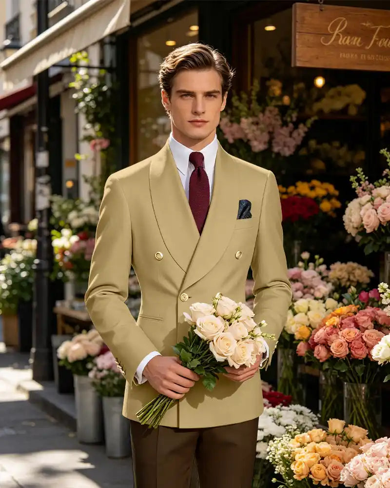 Vintage British Gentleman Tailored Occasion Blazer -Champagne -1
