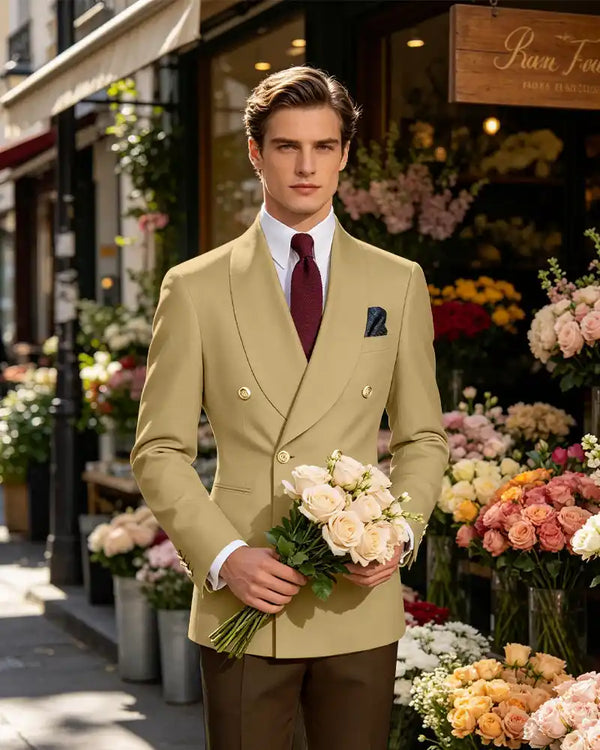 Vintage British Gentleman Tailored Occasion Blazer -Champagne -1
