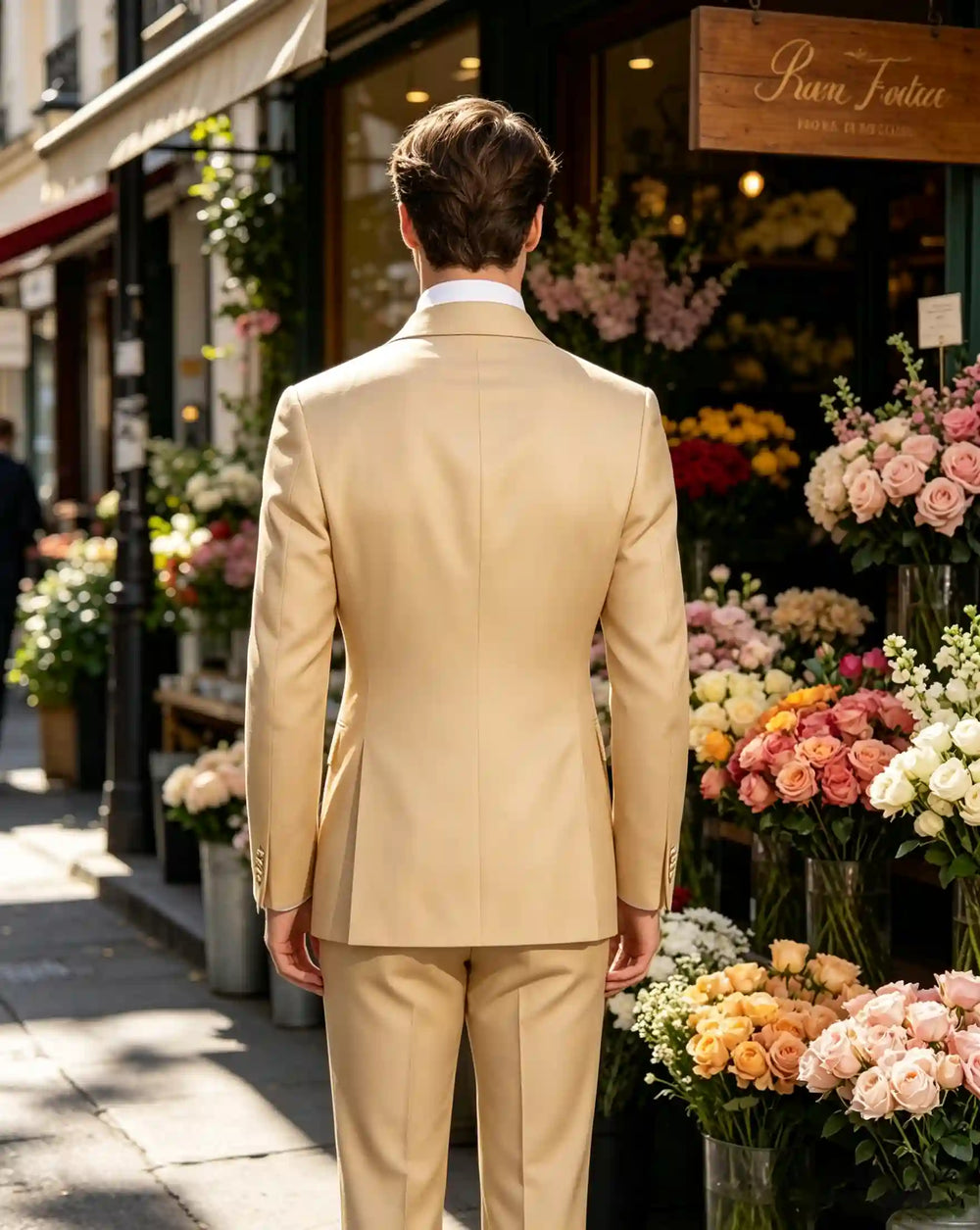 Vintage British Gentleman Tailored Occasion Blazer-Champagne-3