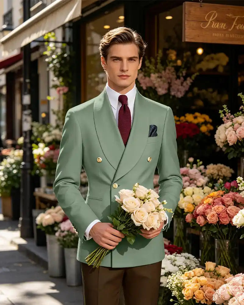 Vintage British Gentleman Tailored Occasion Blazer -Dusty Sage -1
