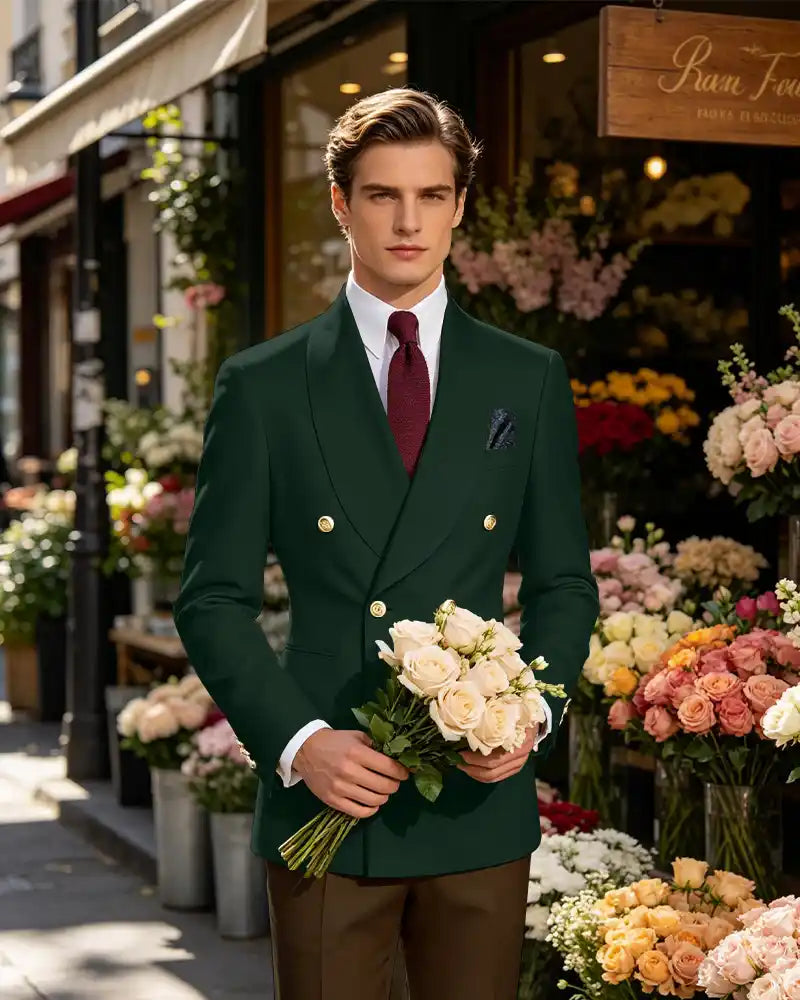 Vintage British Gentleman Tailored Occasion Blazer -Green -1
