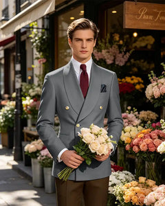 Vintage British Gentleman Tailored Occasion Blazer -Grey -1

