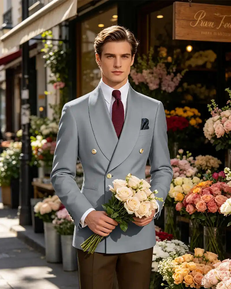 Vintage British Gentleman Tailored Occasion Blazer -Light Grey -1
