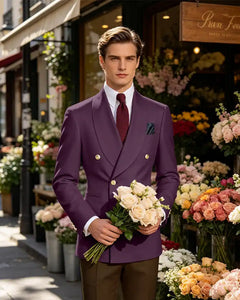 Vintage British Gentleman Tailored Occasion Blazer -Purple -1
