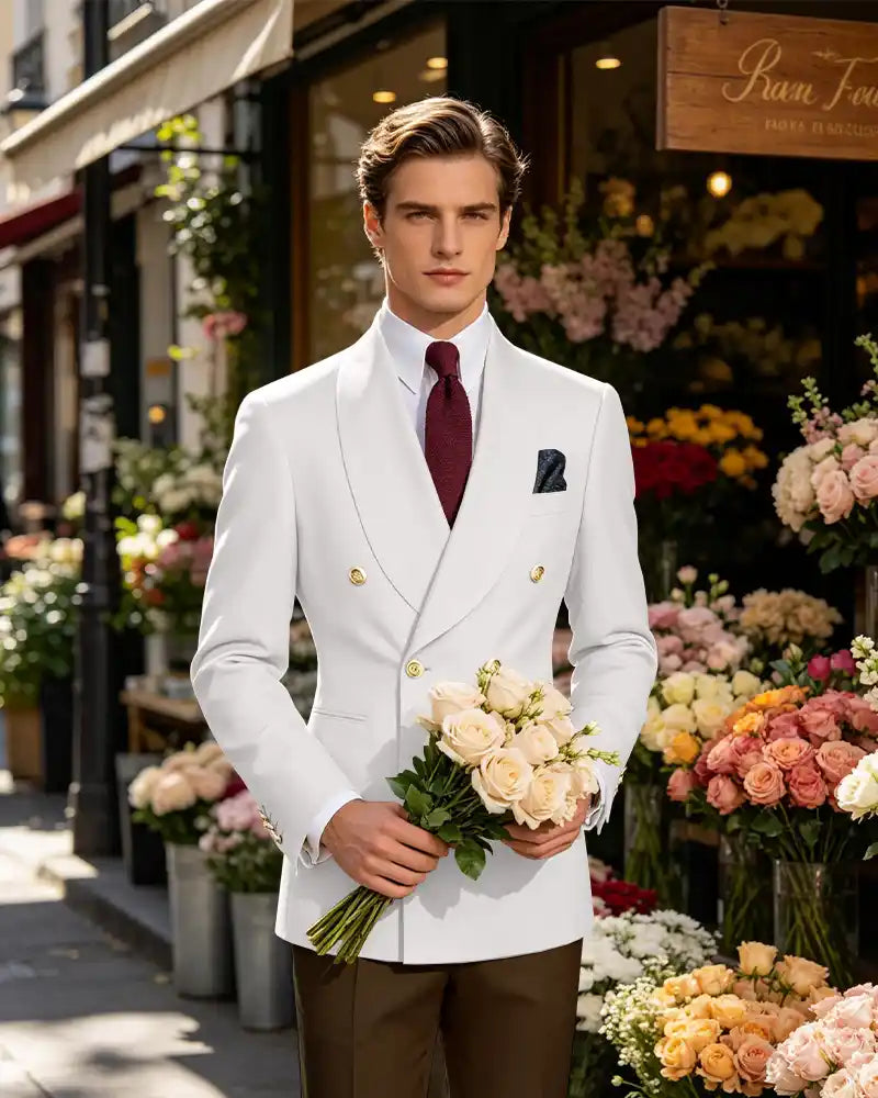 Vintage British Gentleman Tailored Occasion Blazer -White -1
