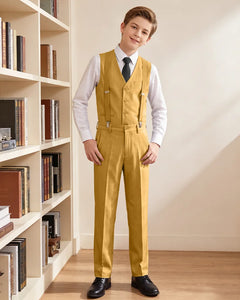 Boys Vest Suspender Formal Suit