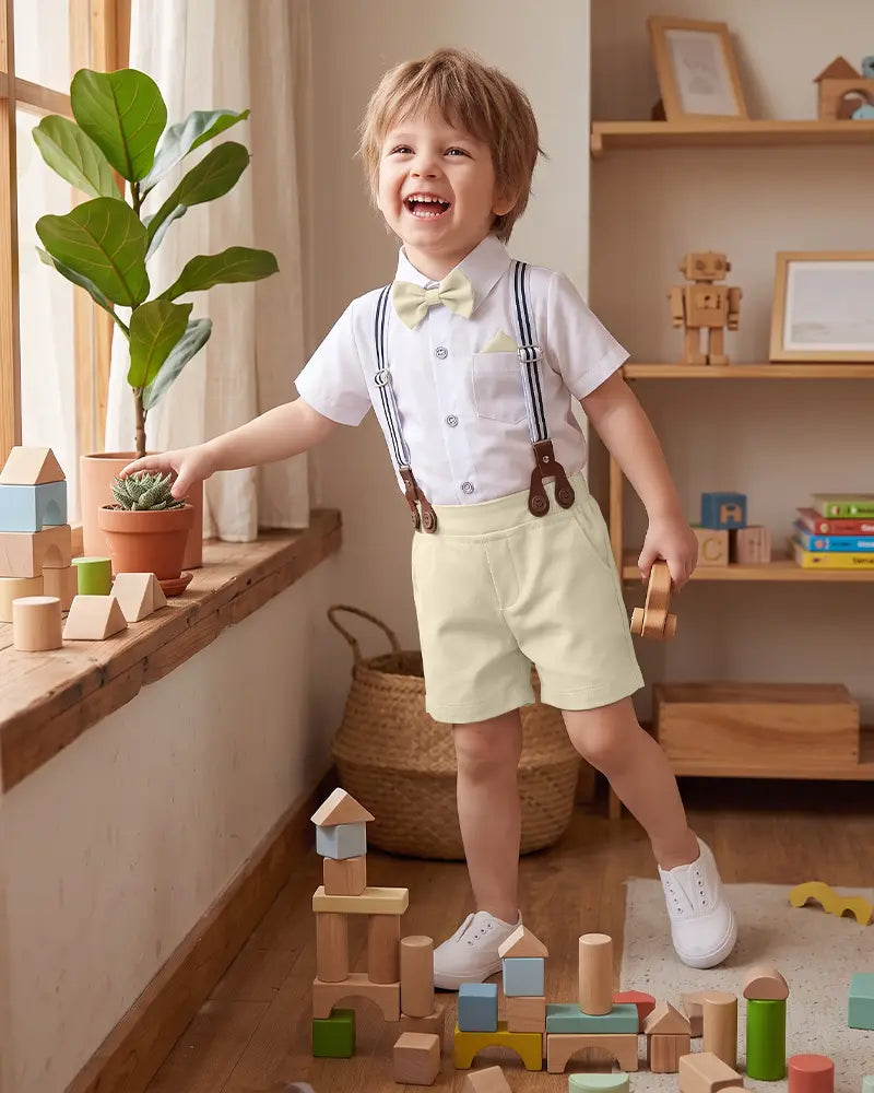 Toddler Suspender Shorts Formal Suit Set