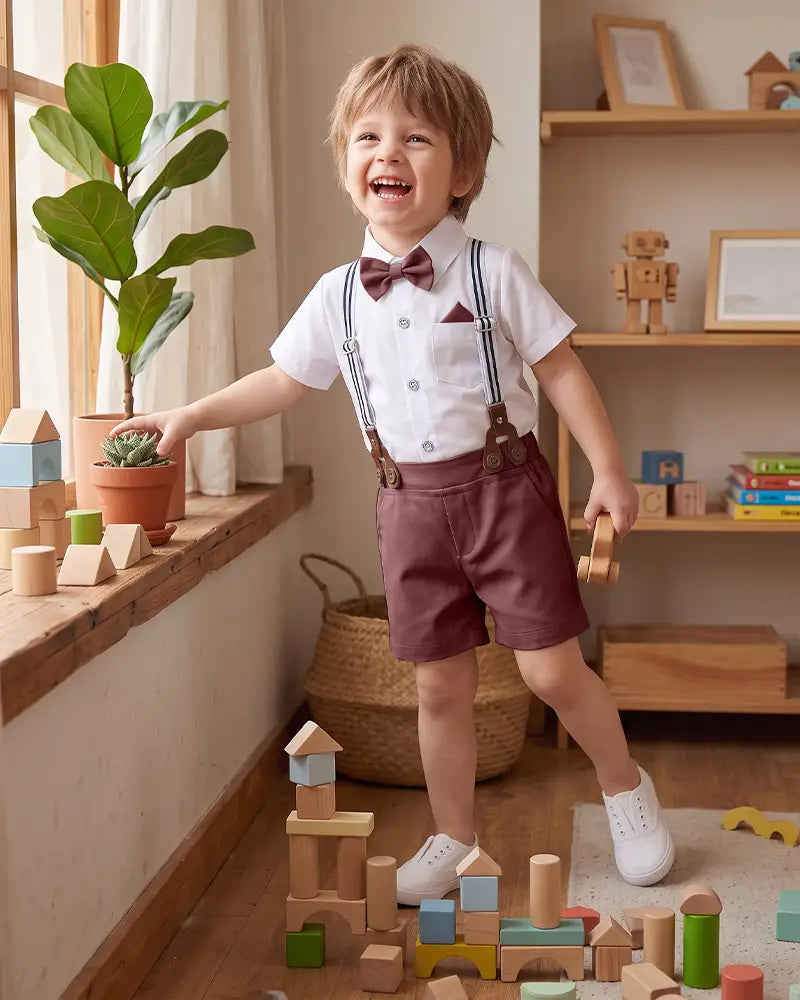 Toddler Suspender Shorts Formal Suit Set