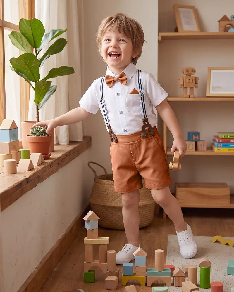 Toddler Suspender Shorts Formal Suit Set