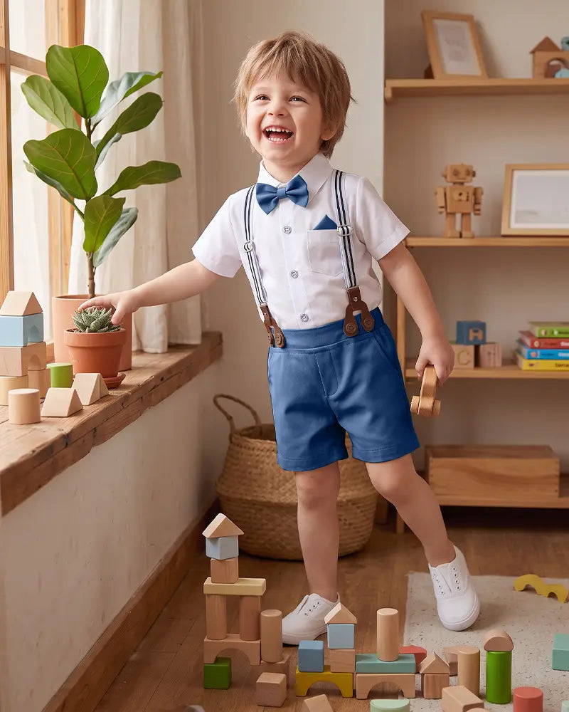 Toddler Suspender Shorts Formal Suit Set