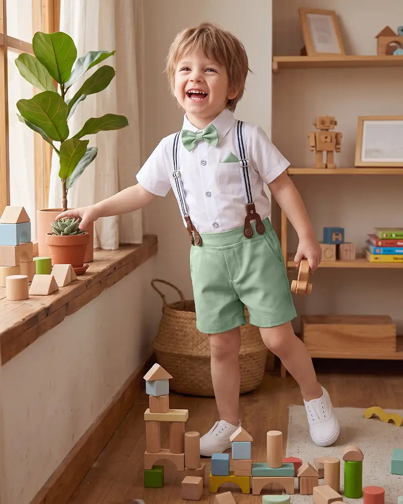 Toddler Suspender Shorts Formal Suit Set