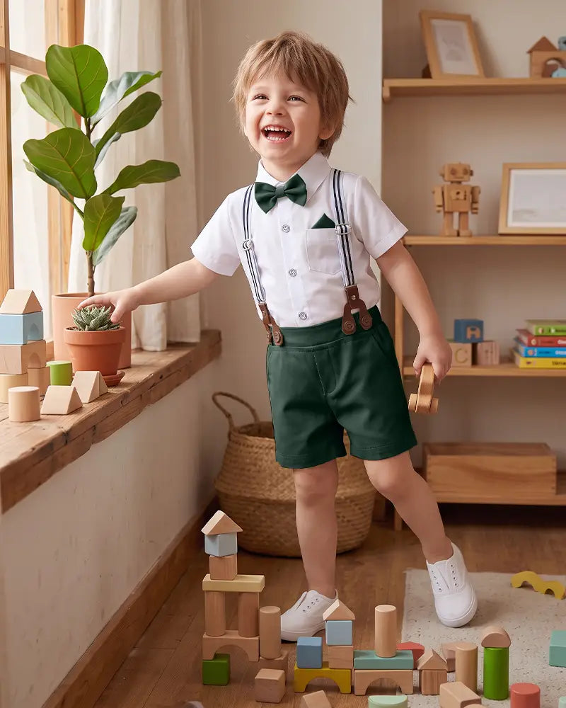 Toddler Suspender Shorts Formal Suit Set