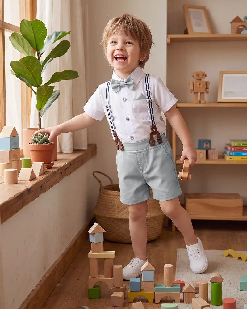 Toddler Suspender Shorts Formal Suit Set